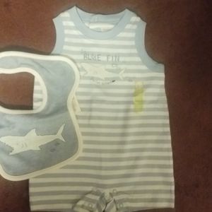 3-6 Mo GYMBOREE SS Romper, Bib & Hat